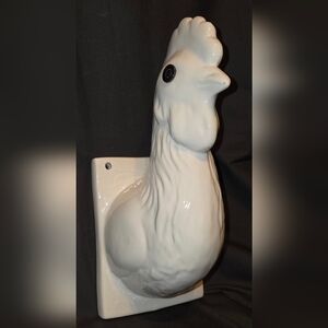 Vintage Ceramic Rooster Apron Towel Holder Hook - Farmhouse/Cottage